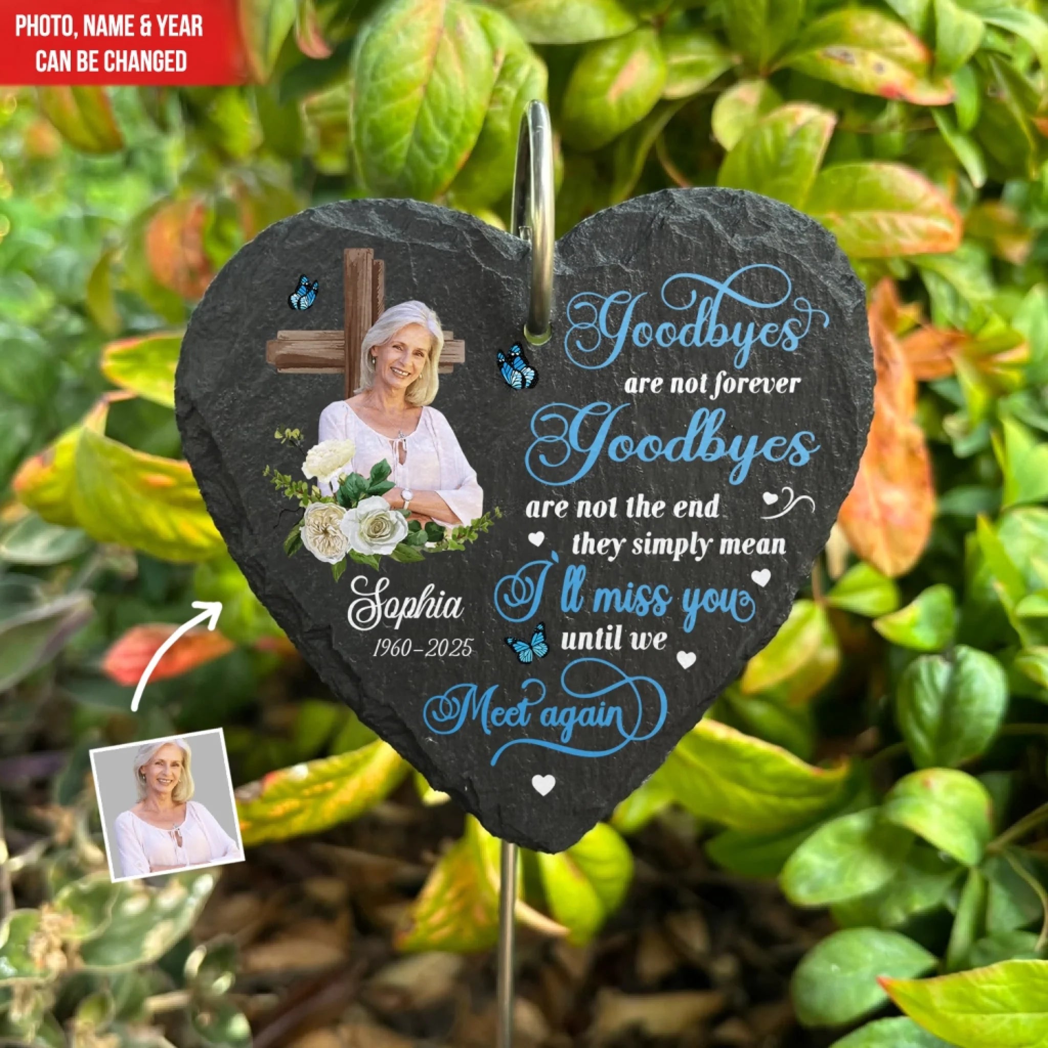 Until We Meet Again Memorial Butterfly - Personalized Garden Slate, Memorial Gift For Loss Of Loved One