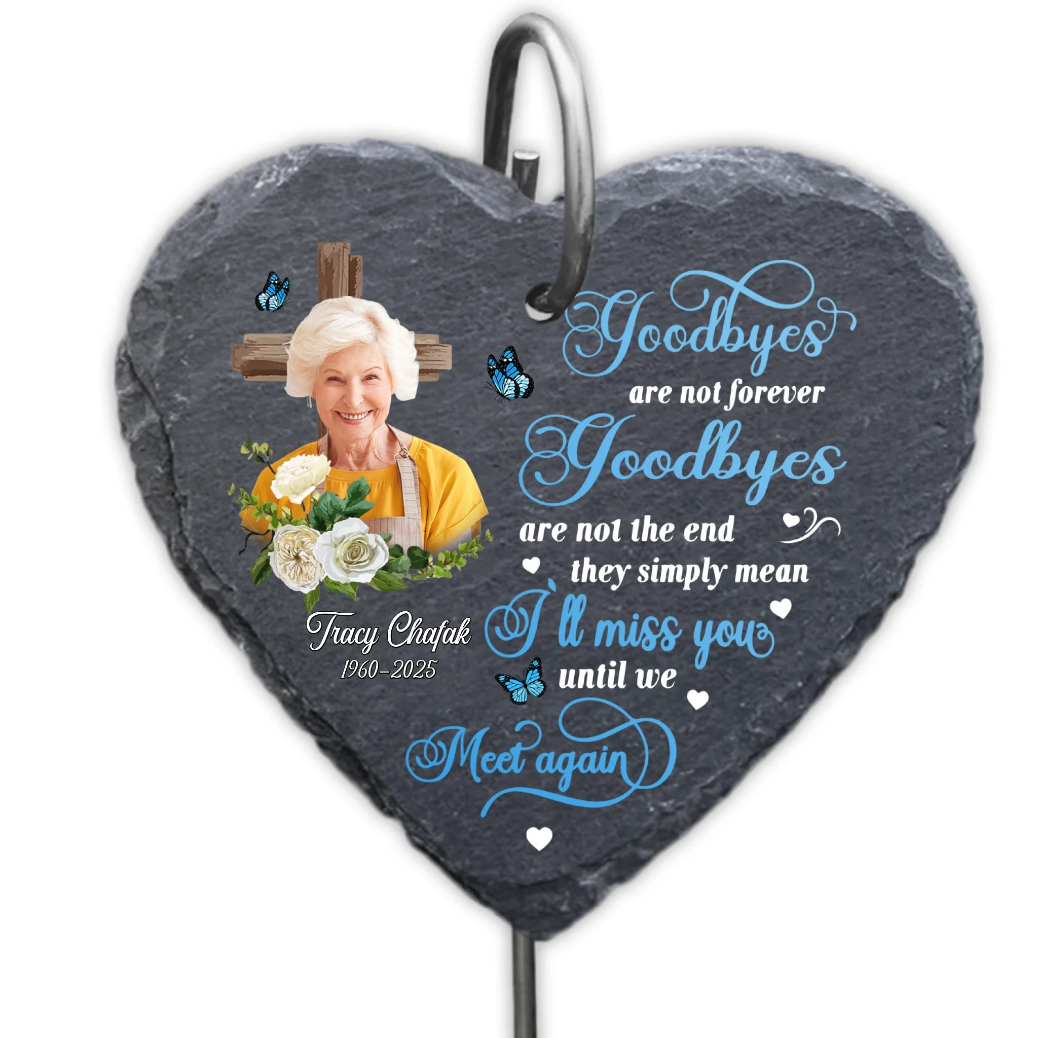 Until We Meet Again Memorial Butterfly - Personalized Garden Slate, Memorial Gift For Loss Of Loved One