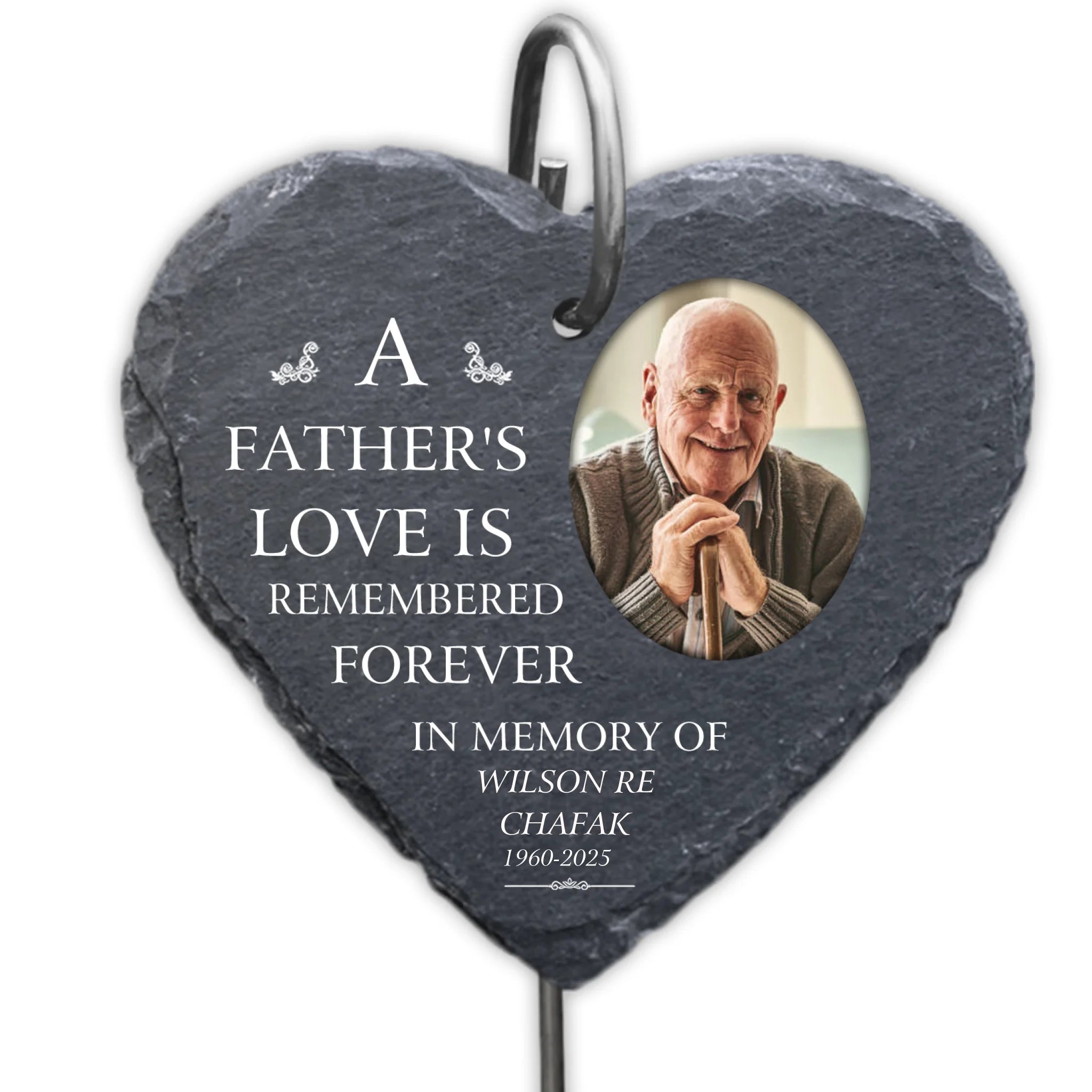 A Father's Love Is Remembered Forever Personalized Garden Slate, Loss Of Loved One Gift, Memorial Gift