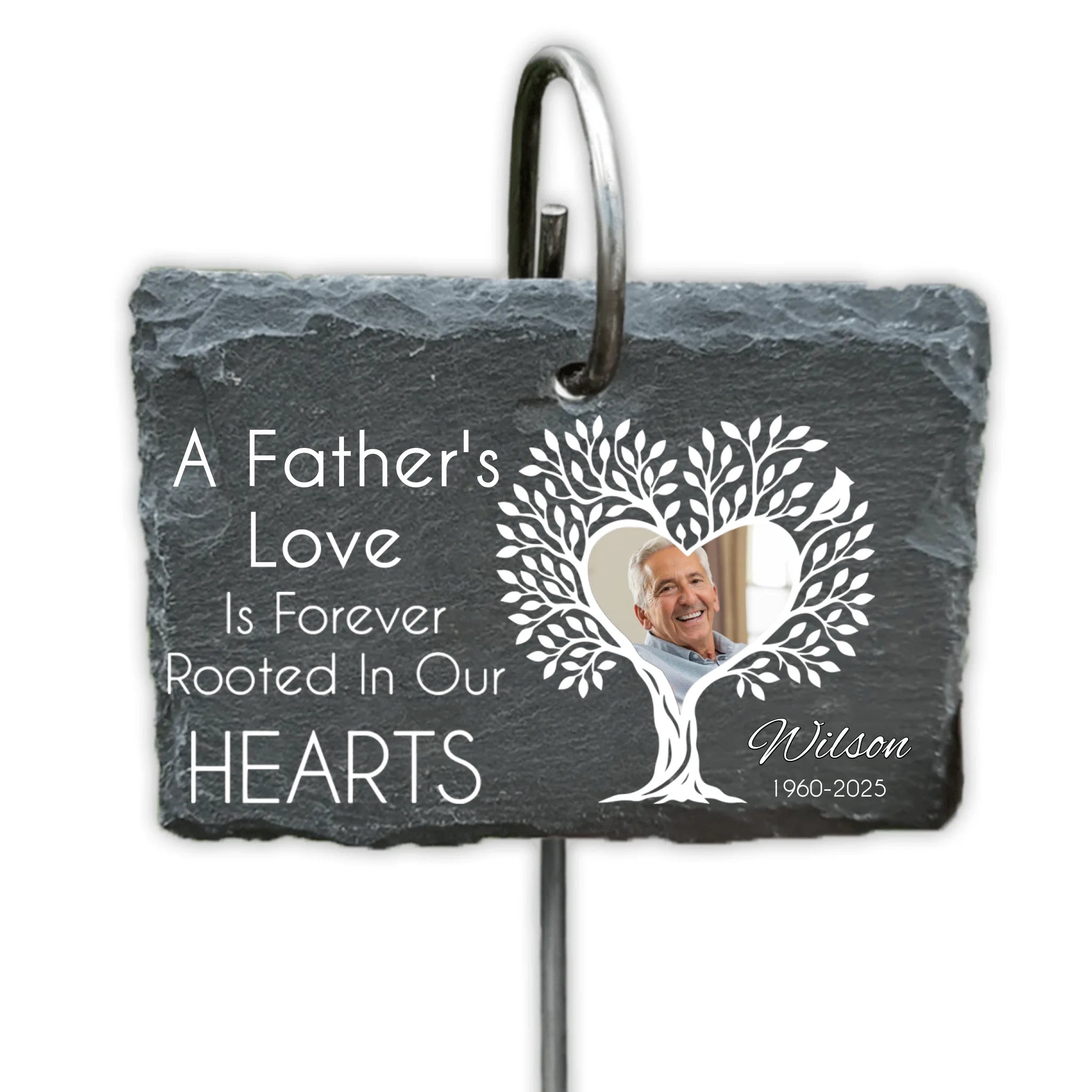 A Father's Love Is Forever Rooted In Our Hearts - Personalized Garden Slate, Loss Of Loved One Gift, Memorial Gift