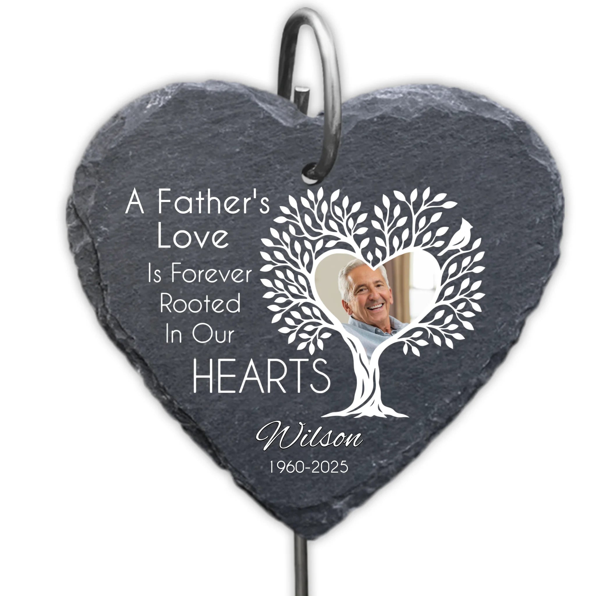 A Father's Love Is Forever Rooted In Our Hearts - Personalized Garden Slate, Loss Of Loved One Gift, Memorial Gift