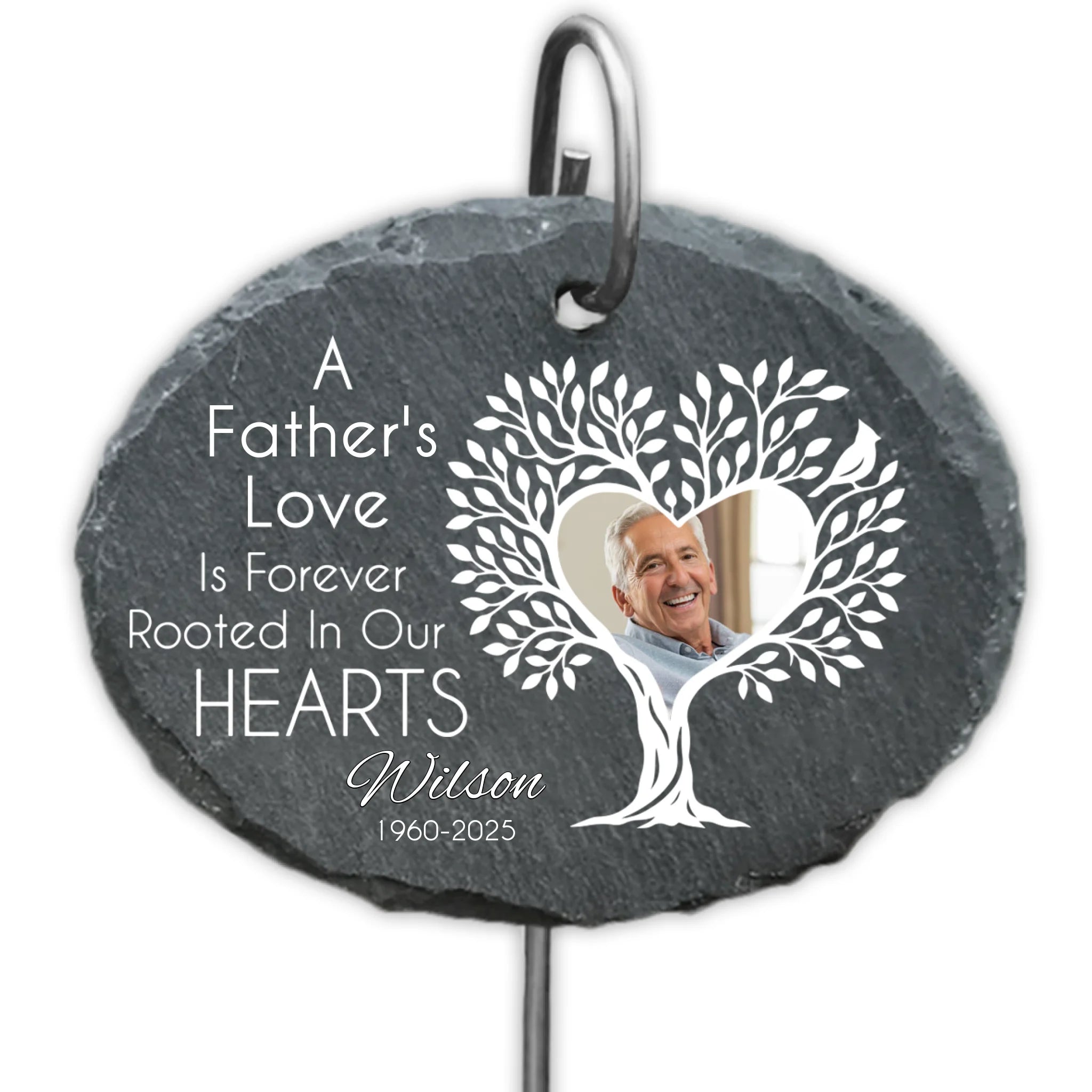A Father's Love Is Forever Rooted In Our Hearts - Personalized Garden Slate, Loss Of Loved One Gift, Memorial Gift