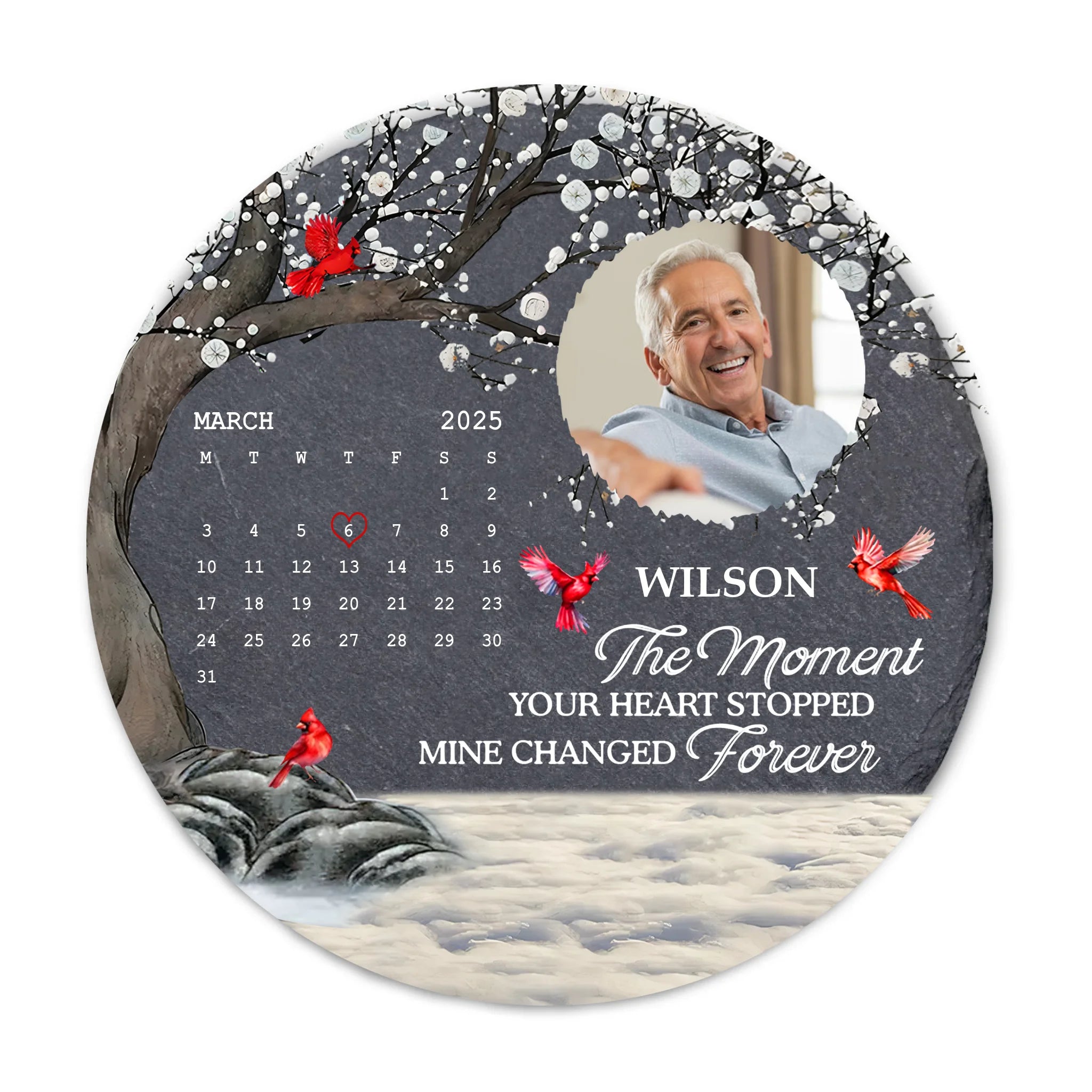 The Moment Your Heart Stopped Mine Changed Forever - Personalized Memorial Stone, Sympathy Gift For Loss Of Loved One