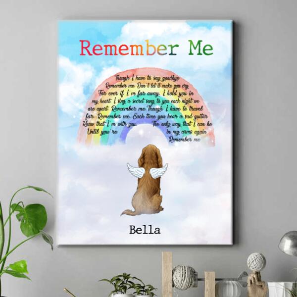 Remember Me, Personalized Dog Memorial, Custom Gift Canvas