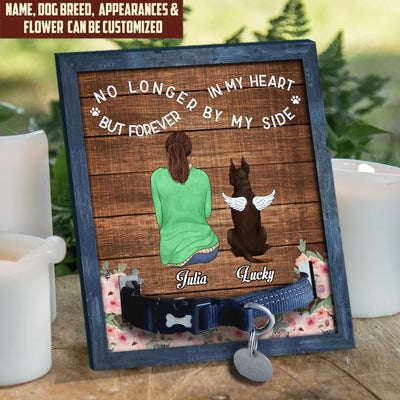No Longer By My Side But Forever In My Heart Personalized Pet Memorial Sign, Unique Pet Loss Gift
