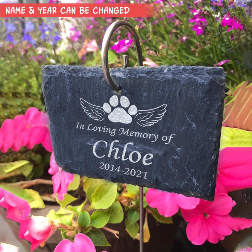 In Loving Memory of Pet, Custom Engraved Garden Slate Sign, Personalized Pet Loss Gift, Garden Memorial