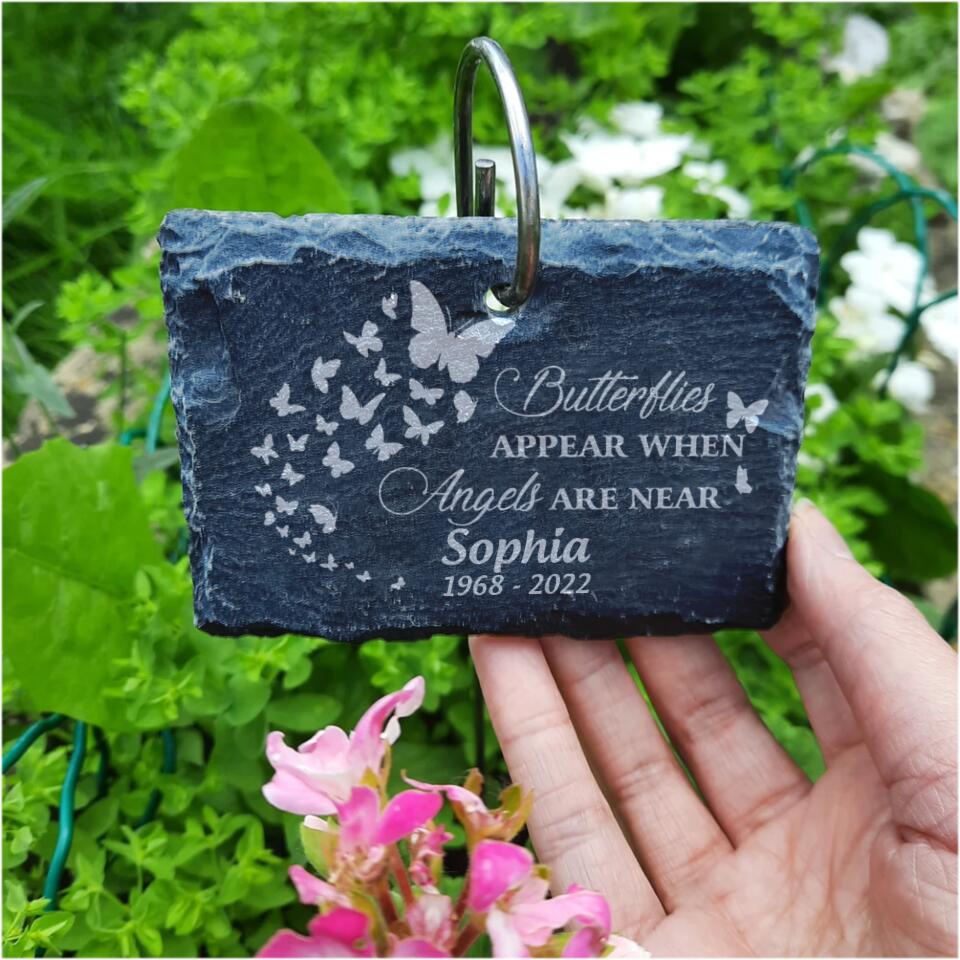 Butterflies Appear When Angels Are Near -Personalized Garden Slate, Memorial Gift