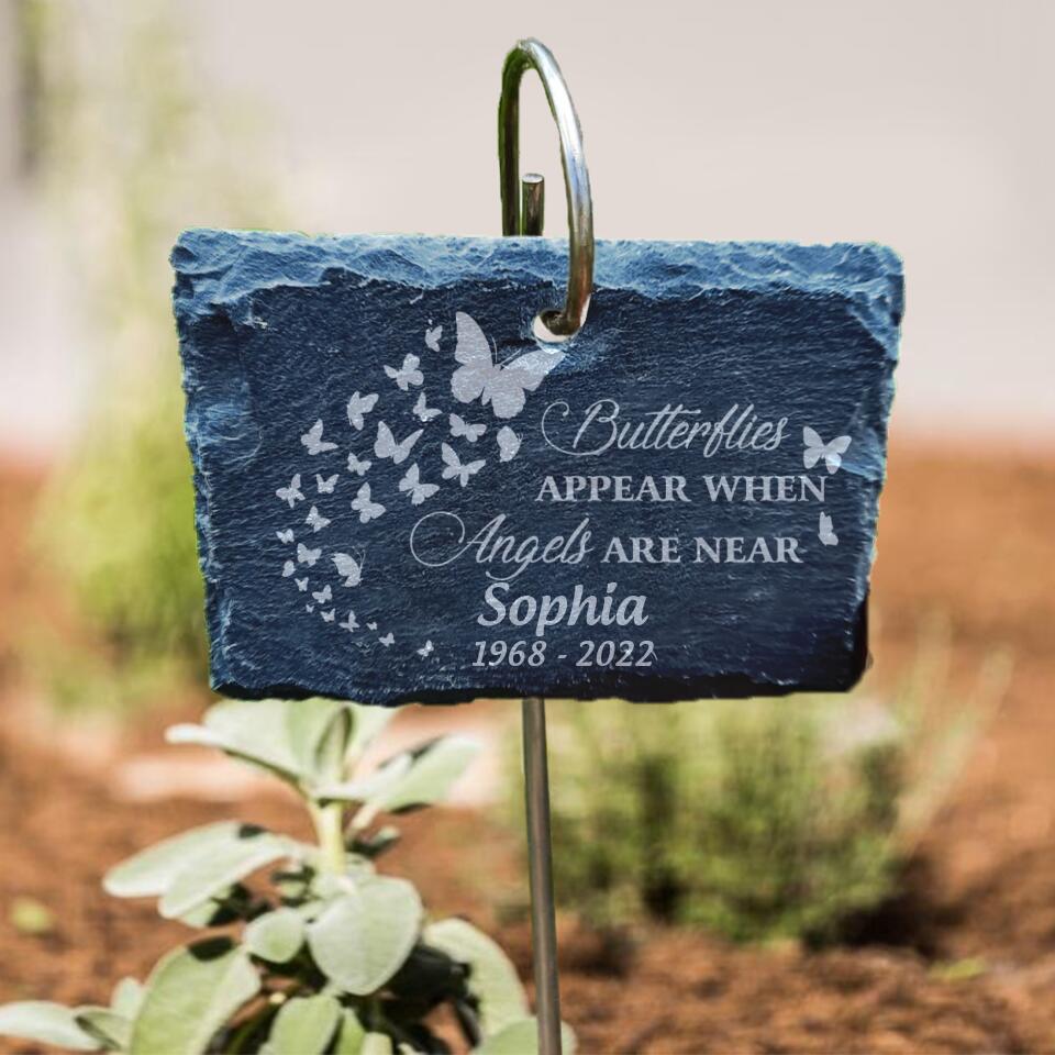Butterflies Appear When Angels Are Near -Personalized Garden Slate, Memorial Gift