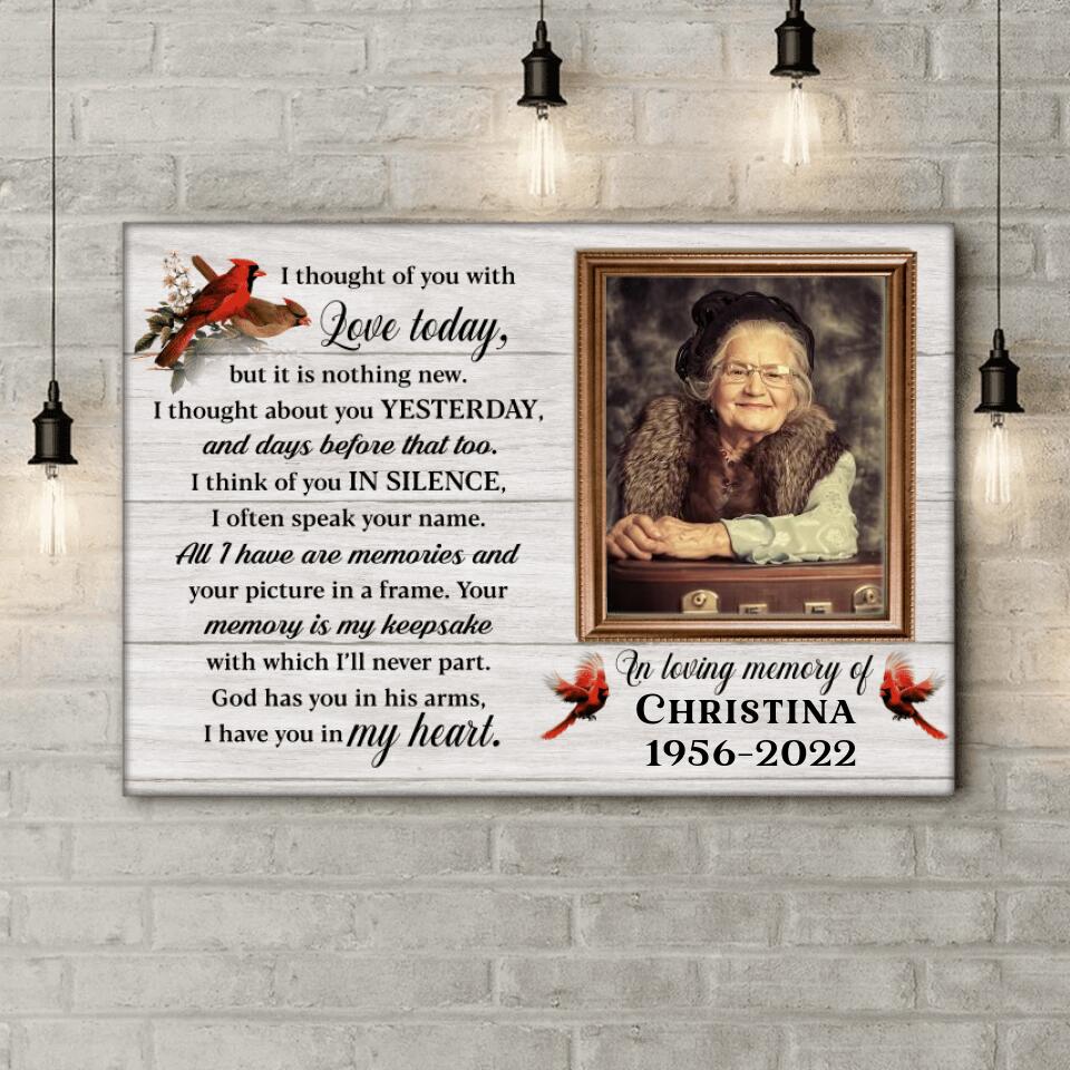 I Thought Of You With LOVE TODAY - Personalized Memorial Canvas Wall Art, Heaven Canvas, Custom Photo Gift