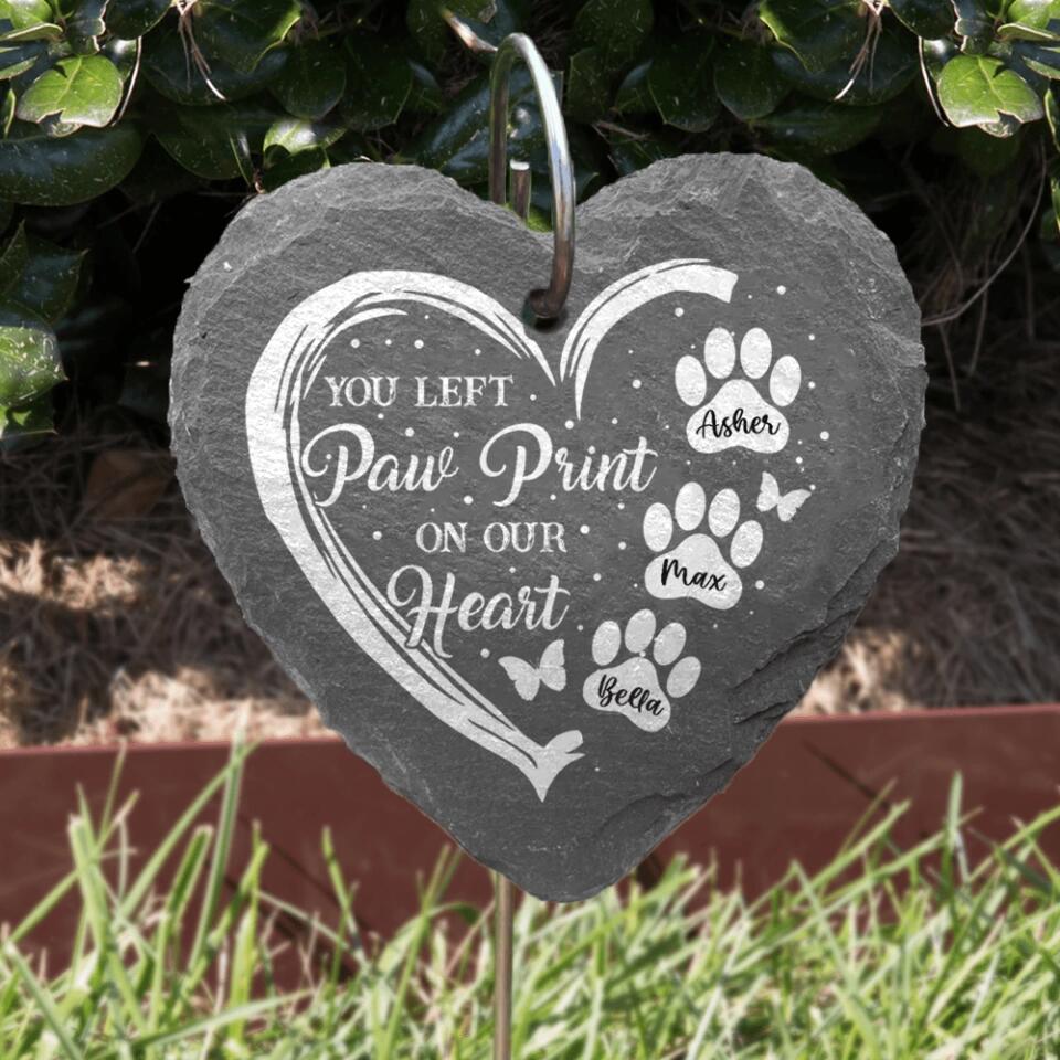 You Left A Paw print on Our Hearts - Personalized Slate Ornament