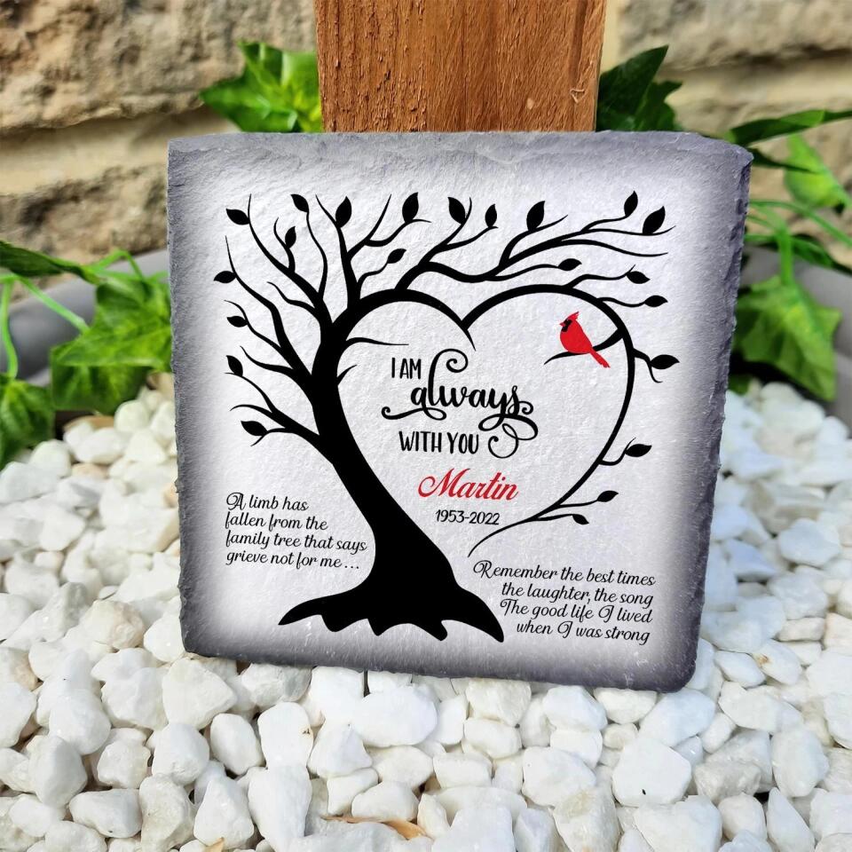Cardinal Memorial Tree, I am Always with You, Heart Tree Silhouette, Red Cardinal Tree, Remembrance Gift, Loss in the Family, Personalized Memorial Stone