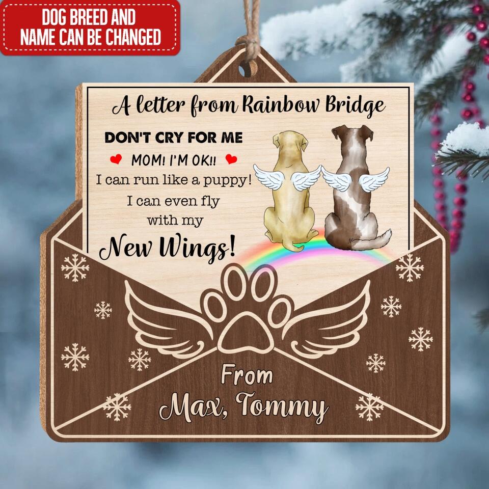 A Letter From Rainbow Bridge - Personalized Wooden Ornament, Dog Memorial Ornament, Pet Loss Gift