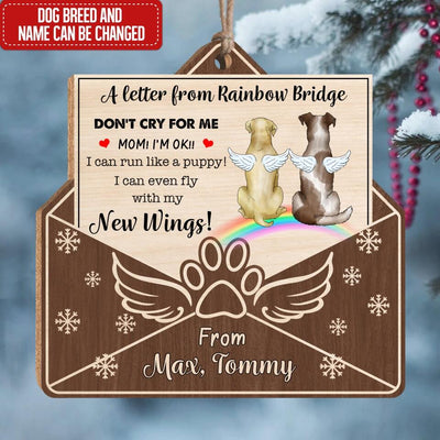 A Letter From Rainbow Bridge - Personalized Wooden Ornament, Dog Memorial Ornament, Pet Loss Gift