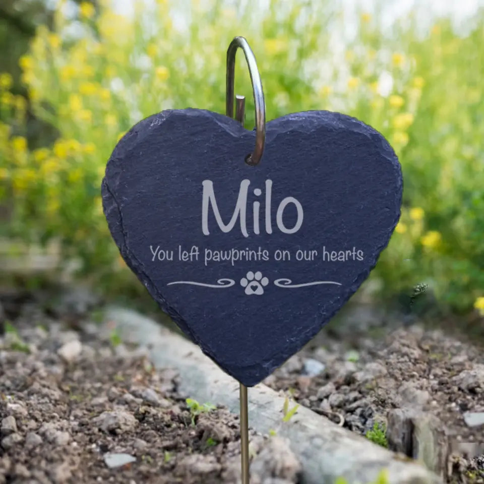 Pet Memorial Garden Slate and Hook / Pet loss / Oval Memorial Plaque / Loss of Dog / Pet Bereavement Gift / Garden Memorial - GS01