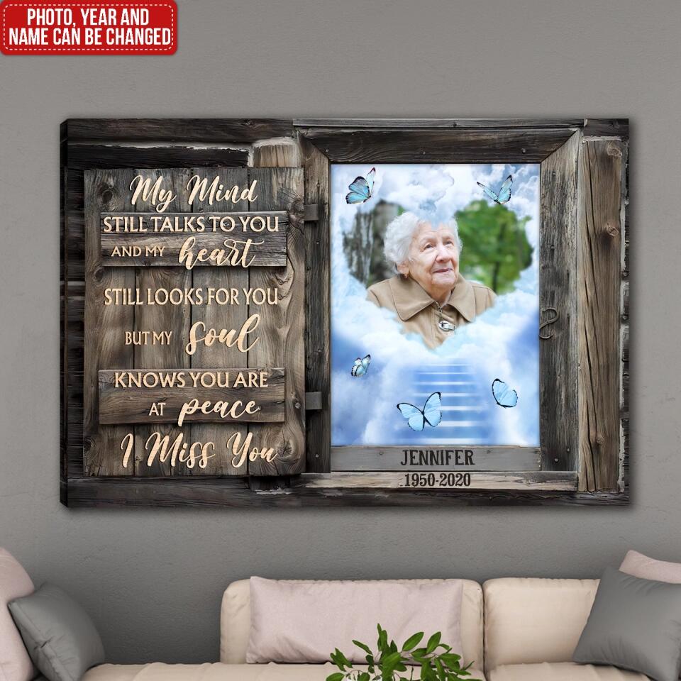 My Mind Still Talks To You - Sympathy Gift - Personalized Sympathy Canvas - Memorial Gift - Memorial Gift For Loss Of Father & Mother