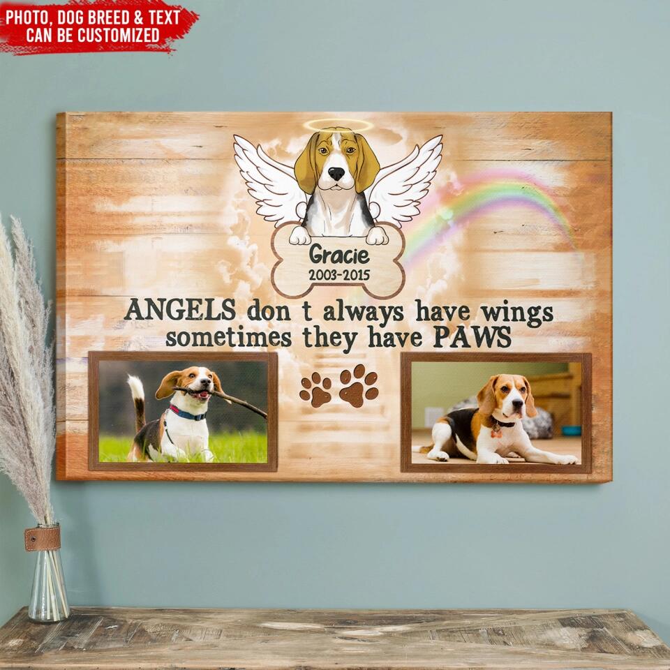 Angels Don't Always Have Wings Sometimes They Have Paws - Personalized Canvas, Gift For Dog Lover