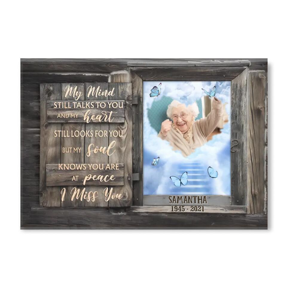 My Mind Still Talks To You - Sympathy Gift - Personalized Sympathy Canvas - Memorial Gift - Memorial Gift For Loss Of Father & Mother