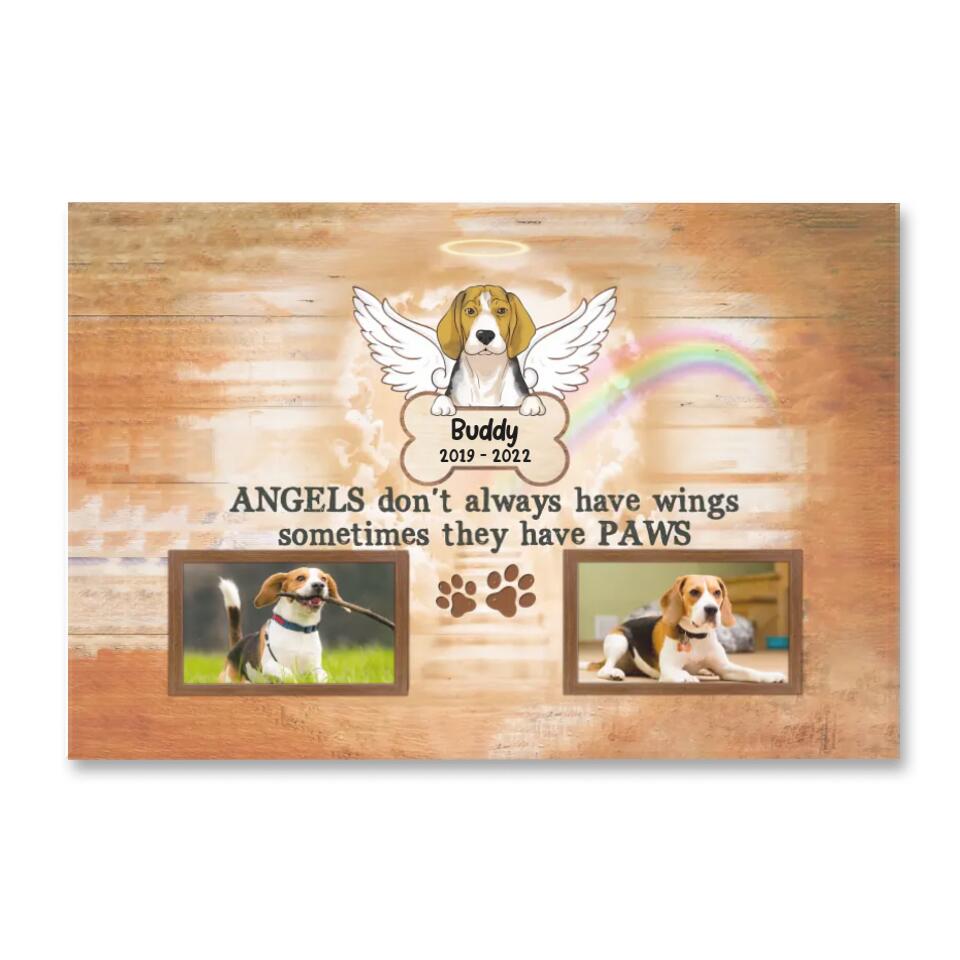 Angels Don't Always Have Wings Sometimes They Have Paws - Personalized Canvas, Gift For Dog Lover