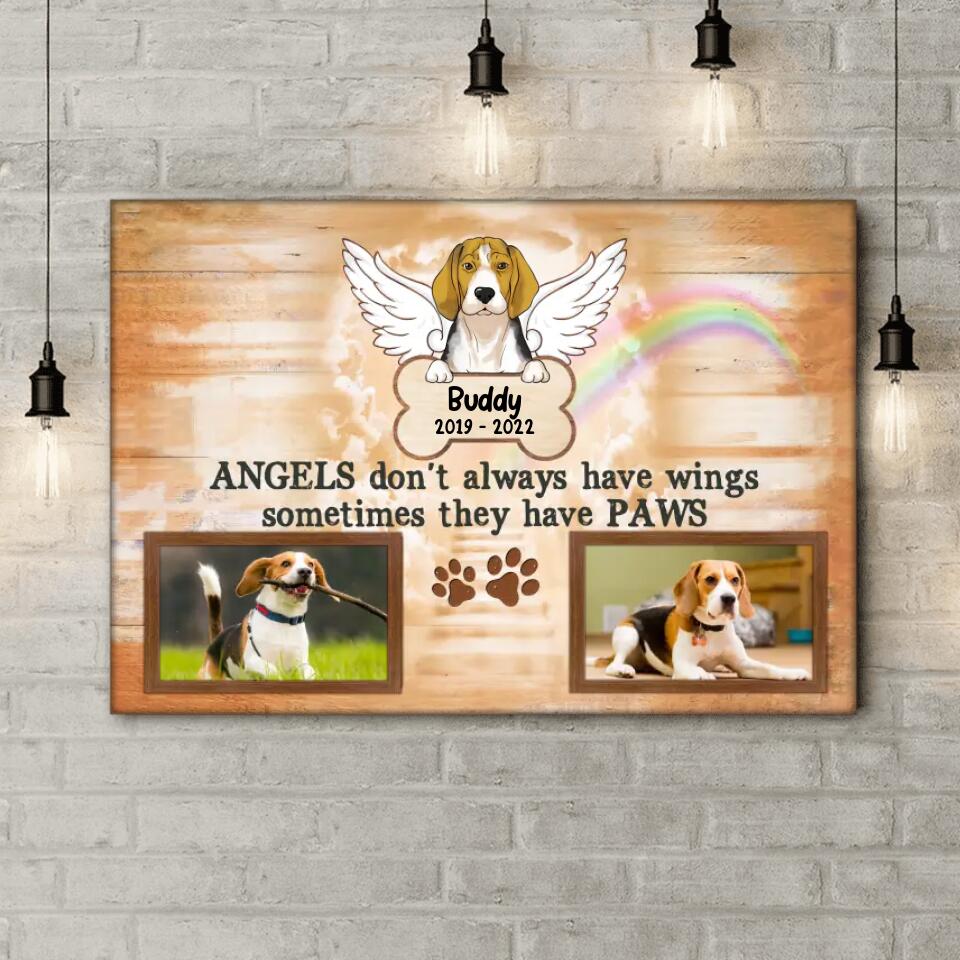 Angels Don't Always Have Wings Sometimes They Have Paws - Personalized Canvas, Gift For Dog Lover