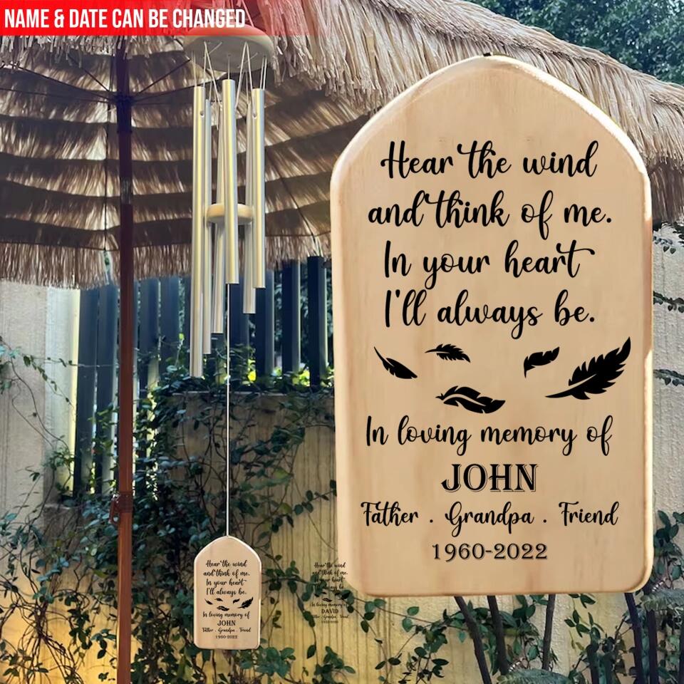 Hear The Wind And Think Of Me - Personalized Wing Chimes, Memorial Tribute