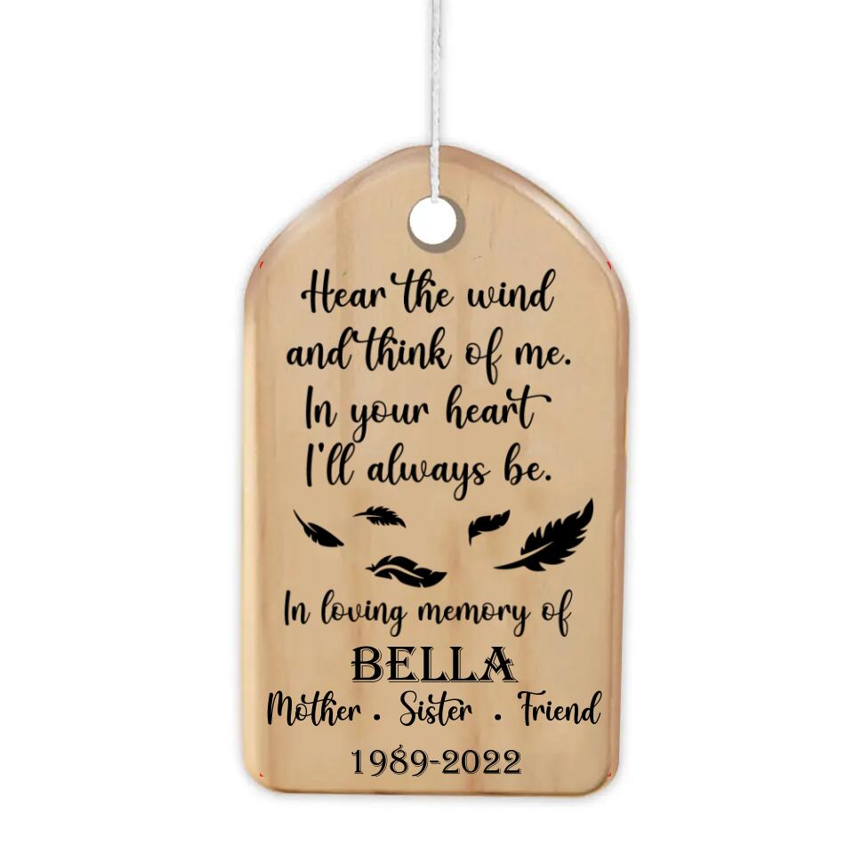 Hear The Wind And Think Of Me - Personalized Wing Chimes, Memorial Tribute