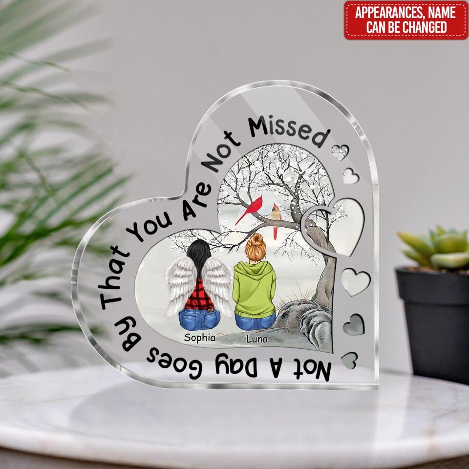 Not A Day Goes By That You Are Not Missed - Personalized Acrylic Plaque , Custom Shape Heart