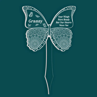 Your Wings Were Ready But Our Hearts Were Not- Personalized Plaque Stake, Memorial Gift