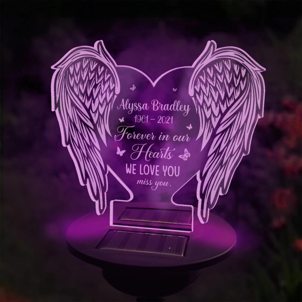Forever In Our Hearts We Love You & Miss You - Personalized  Solar Light, Memorial Gift