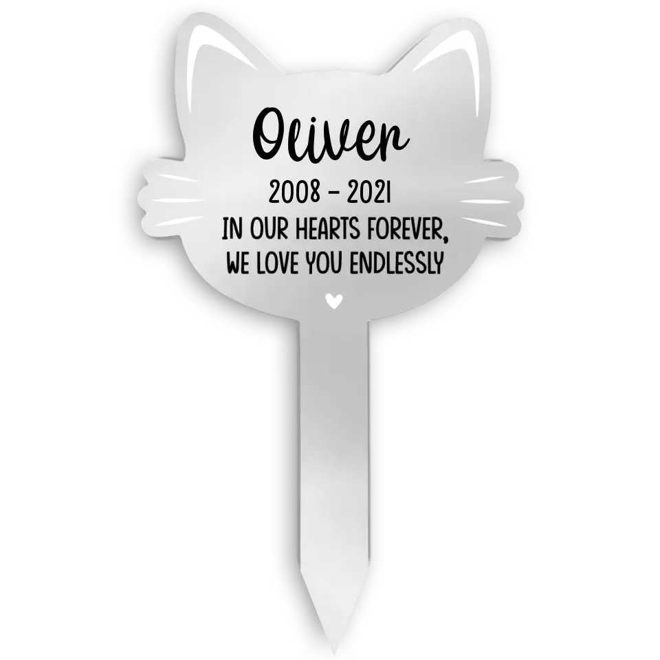 In Memory of Cat Pet Memorial Marker - Personalized Plaque Stake, Gift for Cat Lover