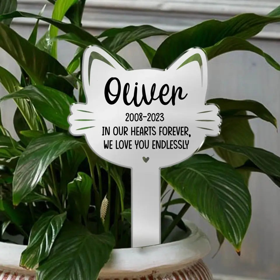 In Memory of Cat Pet Memorial Marker - Personalized Plaque Stake, Gift for Cat Lover