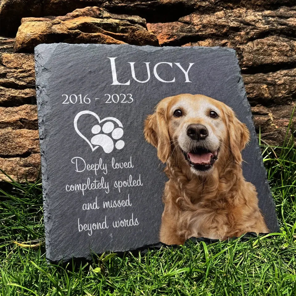 Deeply Loved Completely Spoiled And Missed Beyond Words - Personalized Memorial Stone Base Stand