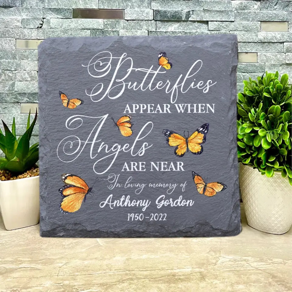 Butterflies Appear When Angels Are Near - Personalized Stone Memorial, Memorial Gift