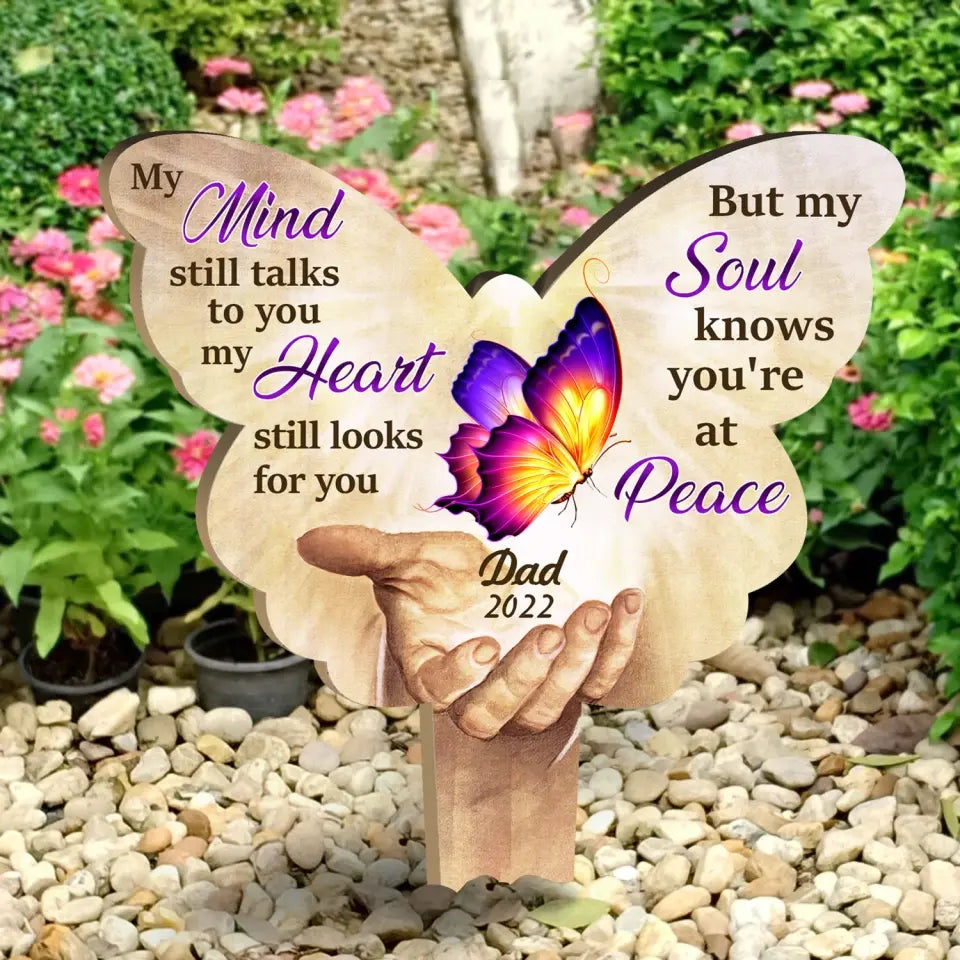 My Mind Still Talks To You - Personalized Plaque Stake, Memorial Gift Idea