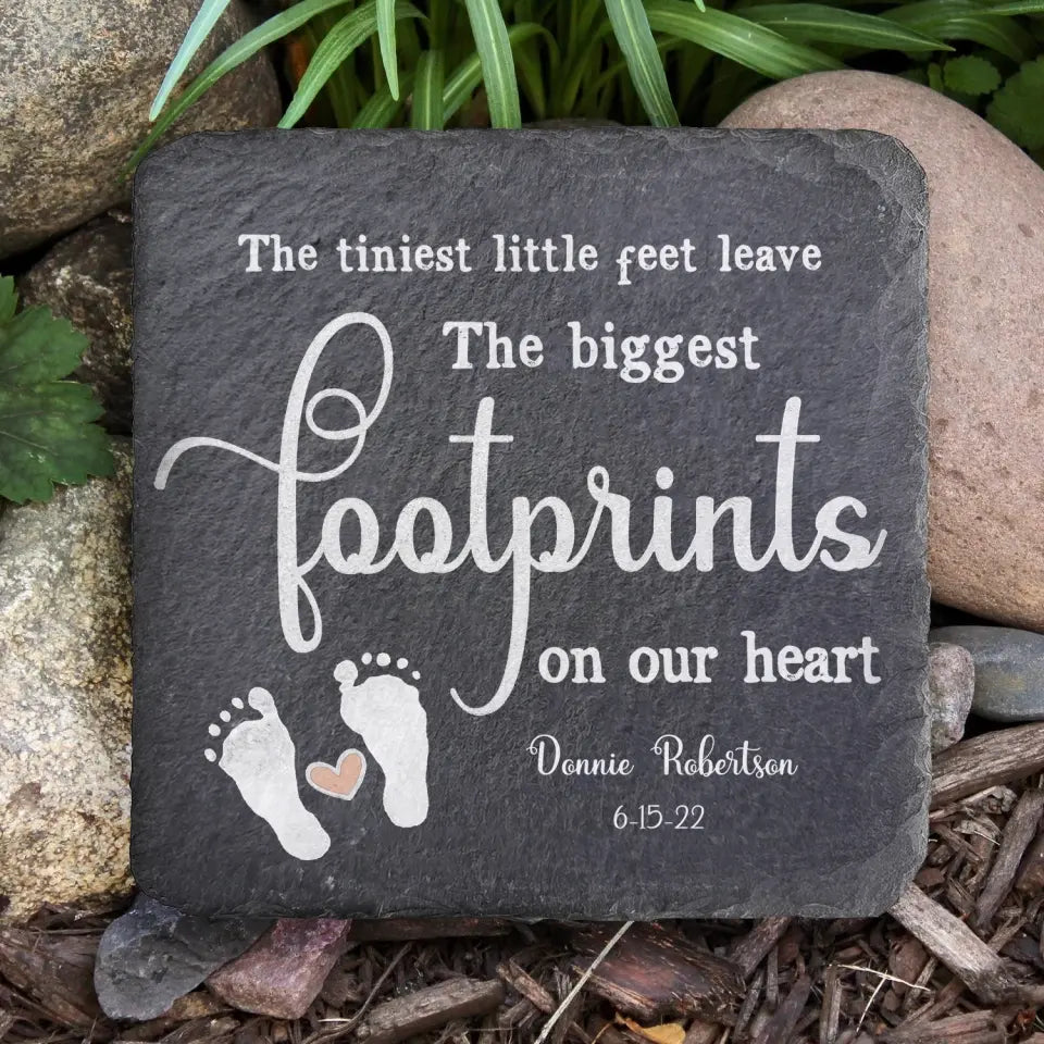 The Tiniest Little Feet Leave The Biggest Footprints On Our Hearts - Personalized Memorial Stone, Baby Loss Sympathy Gifts