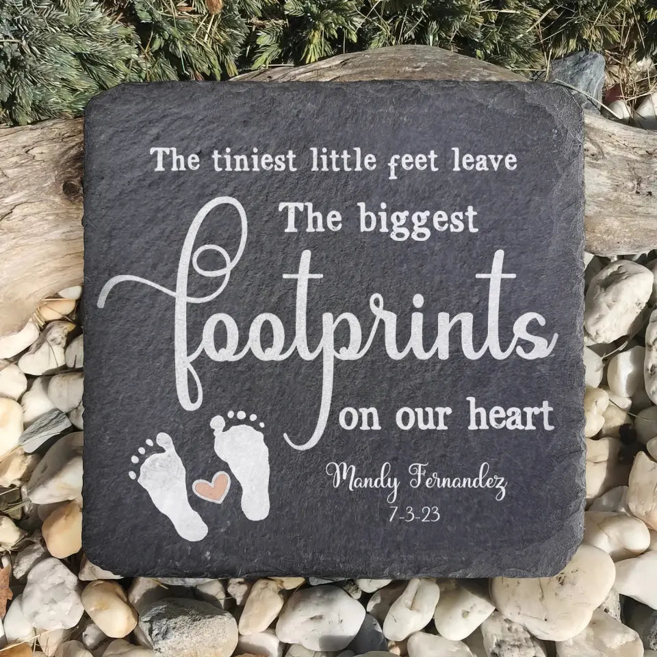 The Tiniest Little Feet Leave The Biggest Footprints On Our Hearts - Personalized Memorial Stone, Baby Loss Sympathy Gifts