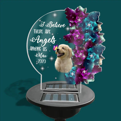 I Believe There Are Angels Among Us - Personalized Memorial Solar Light, Memorial Gift Ideas