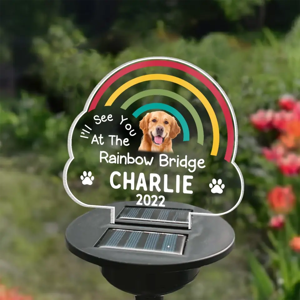 I'll See You At The Rainbow Bridge - Personalized Solar Light, Memorial Gift