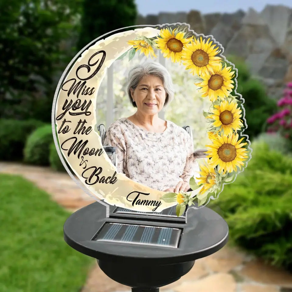 I Miss You To The Moon And Back - Personalized Solar Light, Remembrance Gifts For Loss Of Loved One