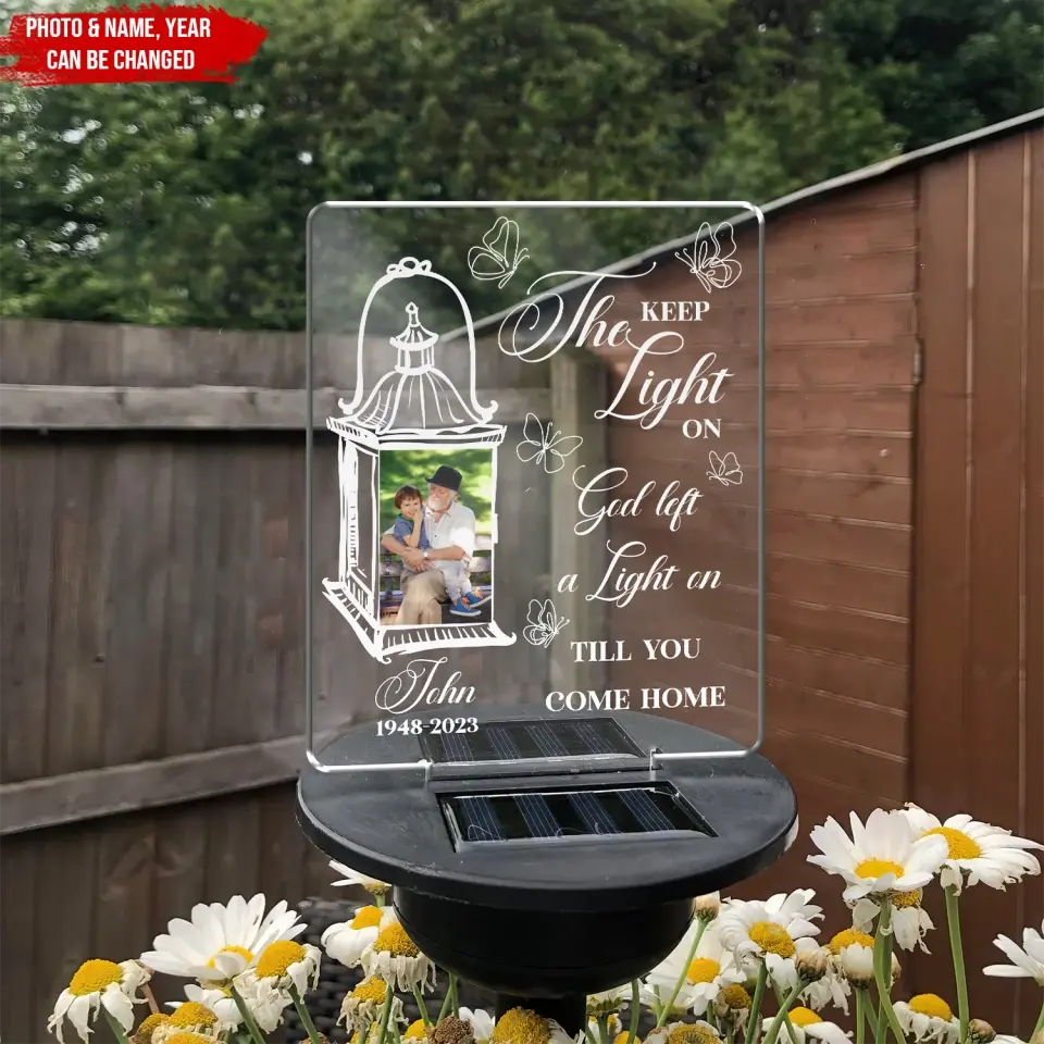 Keep The Light On - Personalized Solar Light, Memorial Gift For Family, Remembrance Gifts For Loss of Loved One