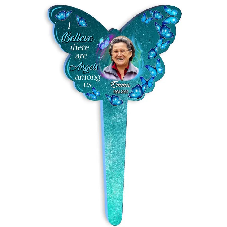 I Believe There Are Angels Among Us - Personalized Plaque Stake, Memorial Gift
