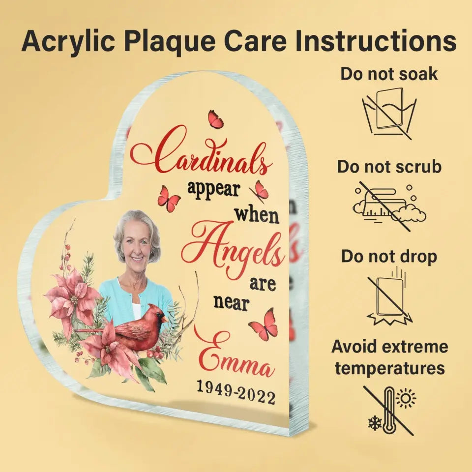 Cardinals Appear When Angels Are Near - Personalized Acrylic Plaque, Memorial Gift