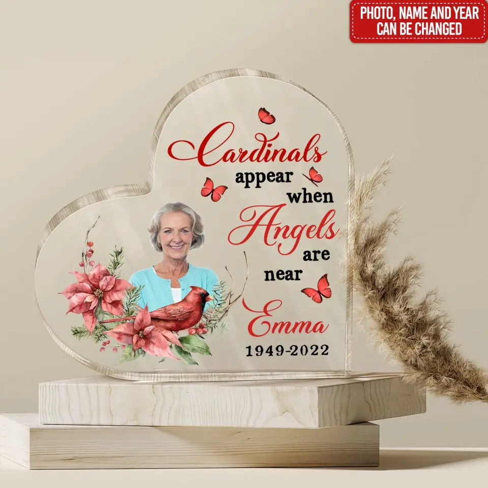Cardinals Appear When Angels Are Near - Personalized Acrylic Plaque, Memorial Gift