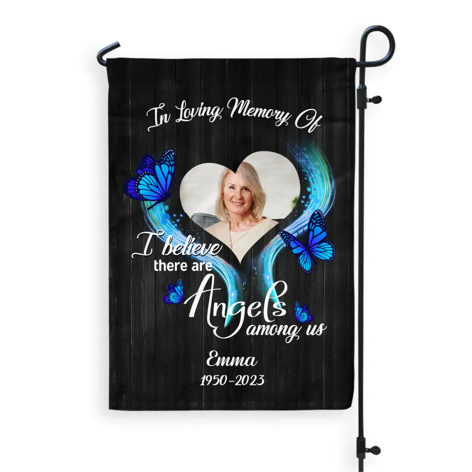 Angels Among Us Photo Memorial - Personalized Garden Flag, Sympathy Gifts