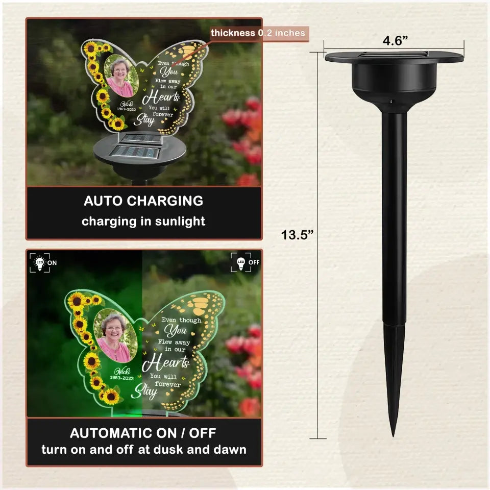 In Our Hearts You Will Forever Stay - Personalized Solar Light, Gift For Family Member, Memorial Gift