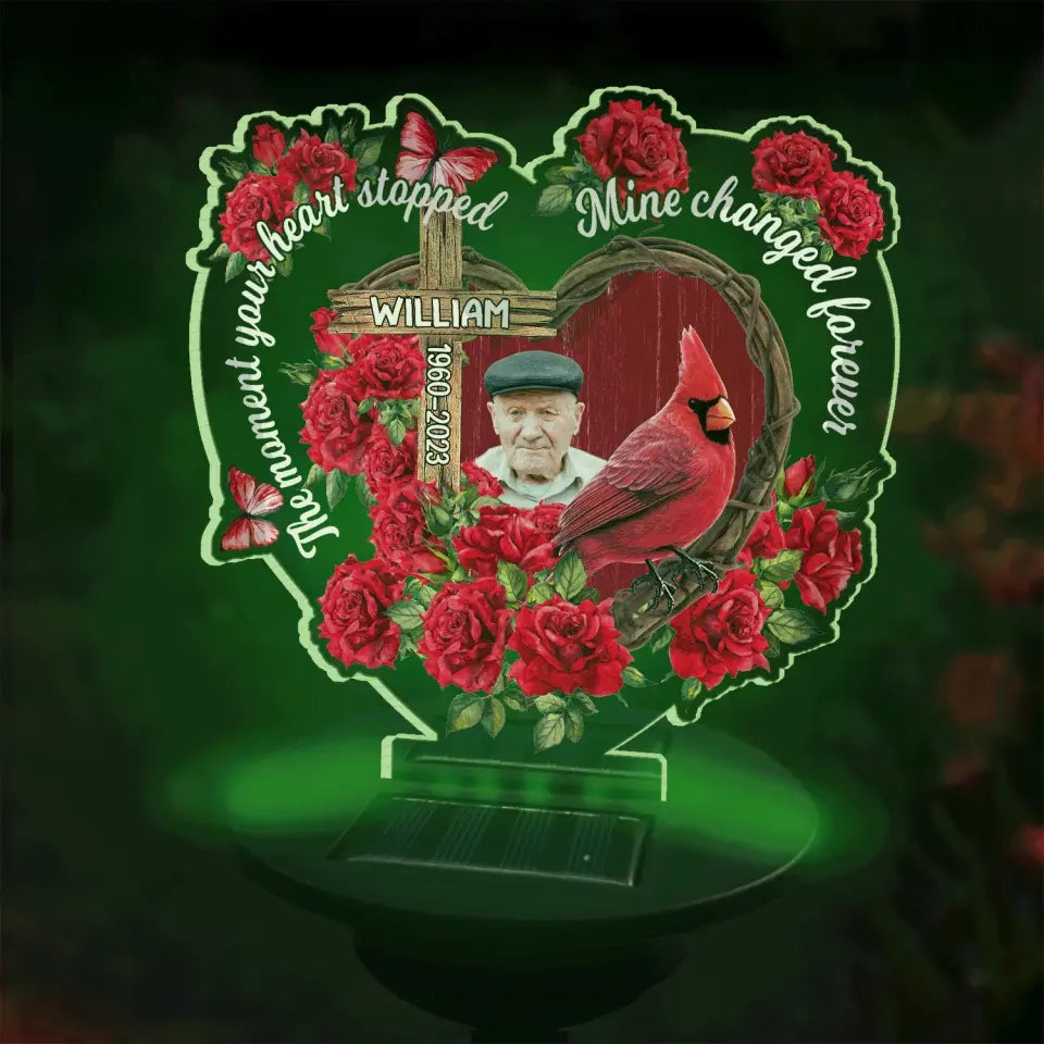 The Moment Your Heart Stopped Mine Changed Forever - Personalized Memorial Solar Light, Remembrance Gift