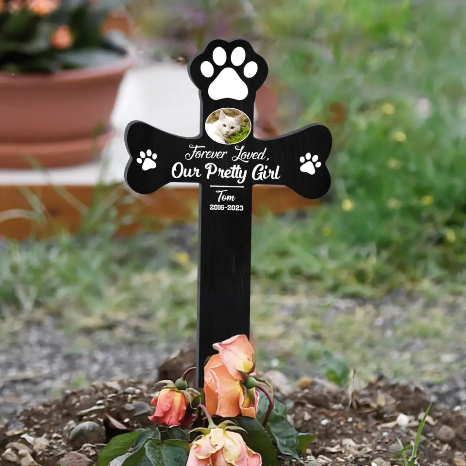 Forever Loved Our Pretty Girl/Boy - Personalized Plaque Stake, Memorial Gift, Pet Loss Gift