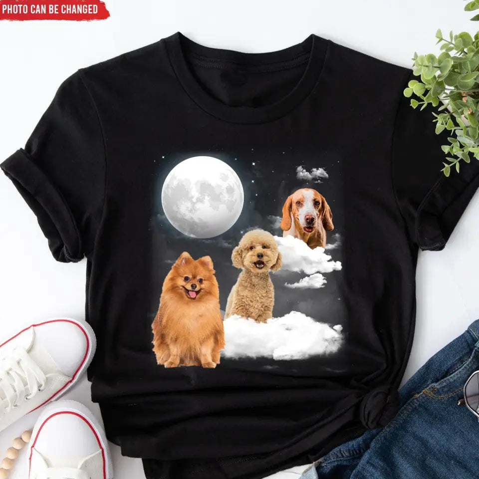 Custom Pet Portrait Night Sky - Personalized T-Shirt, Gift For Dog Lovers, Cat Lovers