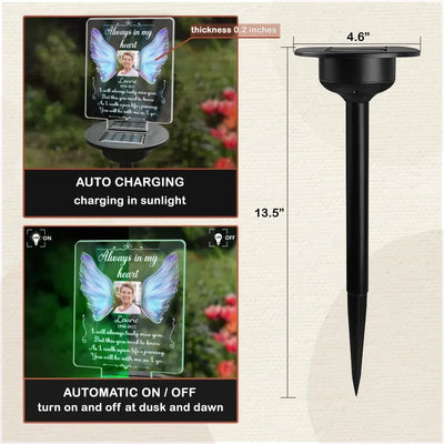 Always In My Heart I Will Always Truly Miss You - Personalized Solar Light, Memorial Gift