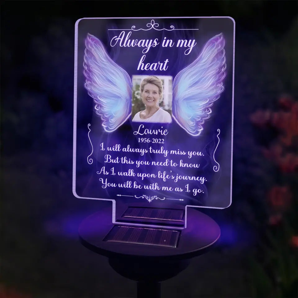 Always In My Heart I Will Always Truly Miss You - Personalized Solar Light, Memorial Gift