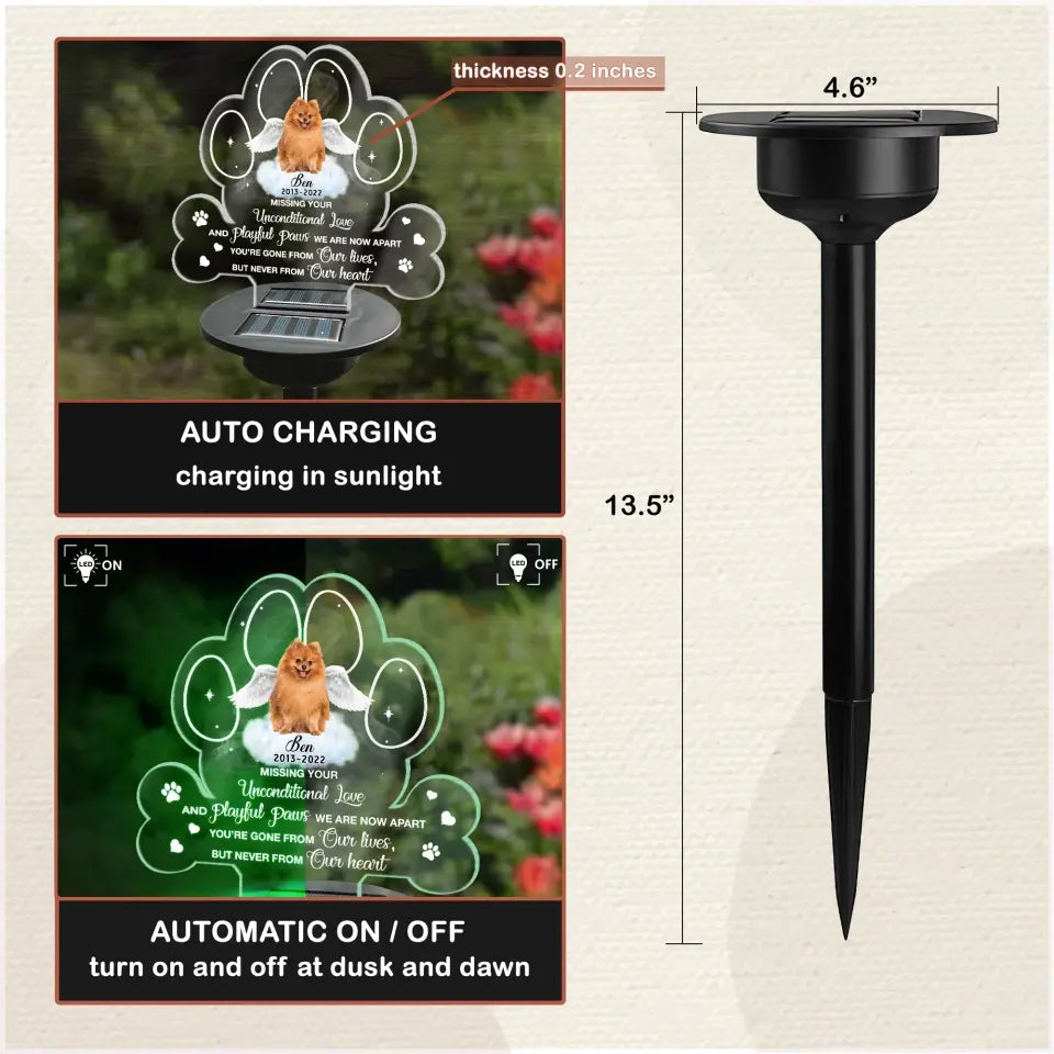 Missing Your Unconditional Love - Personalized Solar Light, Memorial Gift, Pet Loss Gift